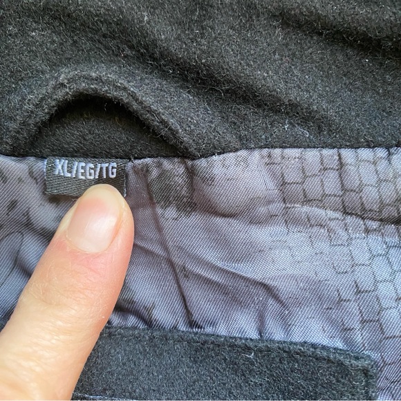 GUESS Women's Black Wool Brend Tailored Pea Coat Dark Academia Size XL - Picture 7 of 11